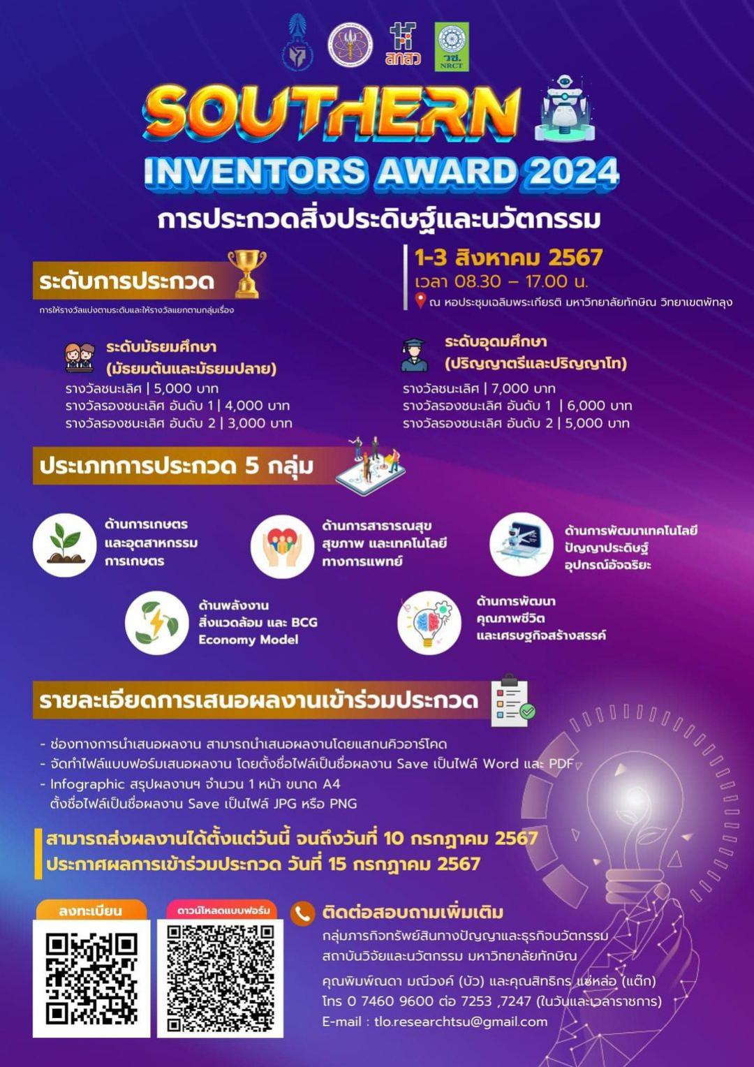 Southern Inventor Award 2024 การประกวดสิ่งประดิษฐ์และนวัตกรรม