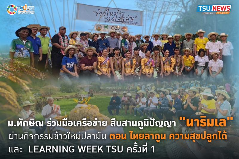 ม.ทักษิณ ร่วมมือเครือข่าย สืบสานภูมิปัญญา  นาริมเลผ่านกิจกรรมข้าวใหม่ปลามัน ตอน ไทยลากูน ความสุขปลูกได้ และ Learning Week TSU ครั้งที่ 1